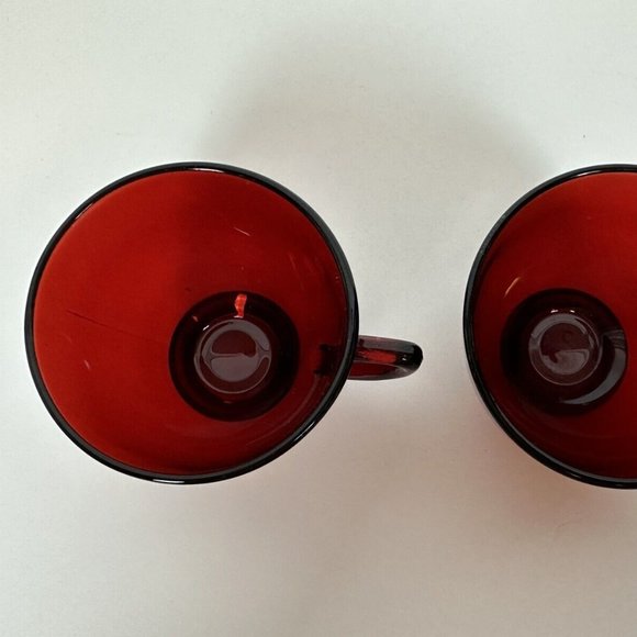 Set of 2 Vintage‎ ROYAL RUBY Red Depression Glass Punch Tea Cups ANCHOR HOCKING - Picture 3 of 8